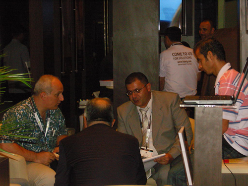 Meetings at TAG-Org GITEX booth in Dubai, UAE, October 2008