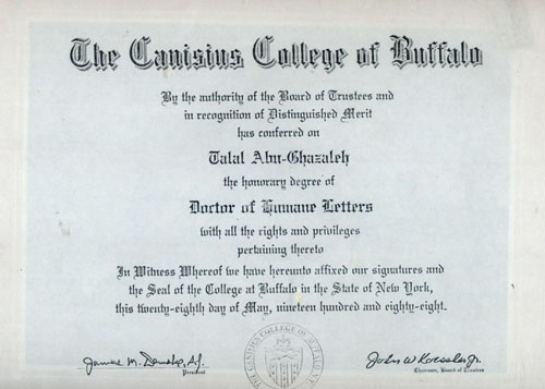 Honorary degree of Doctor of Humane Letters, issued by ...
